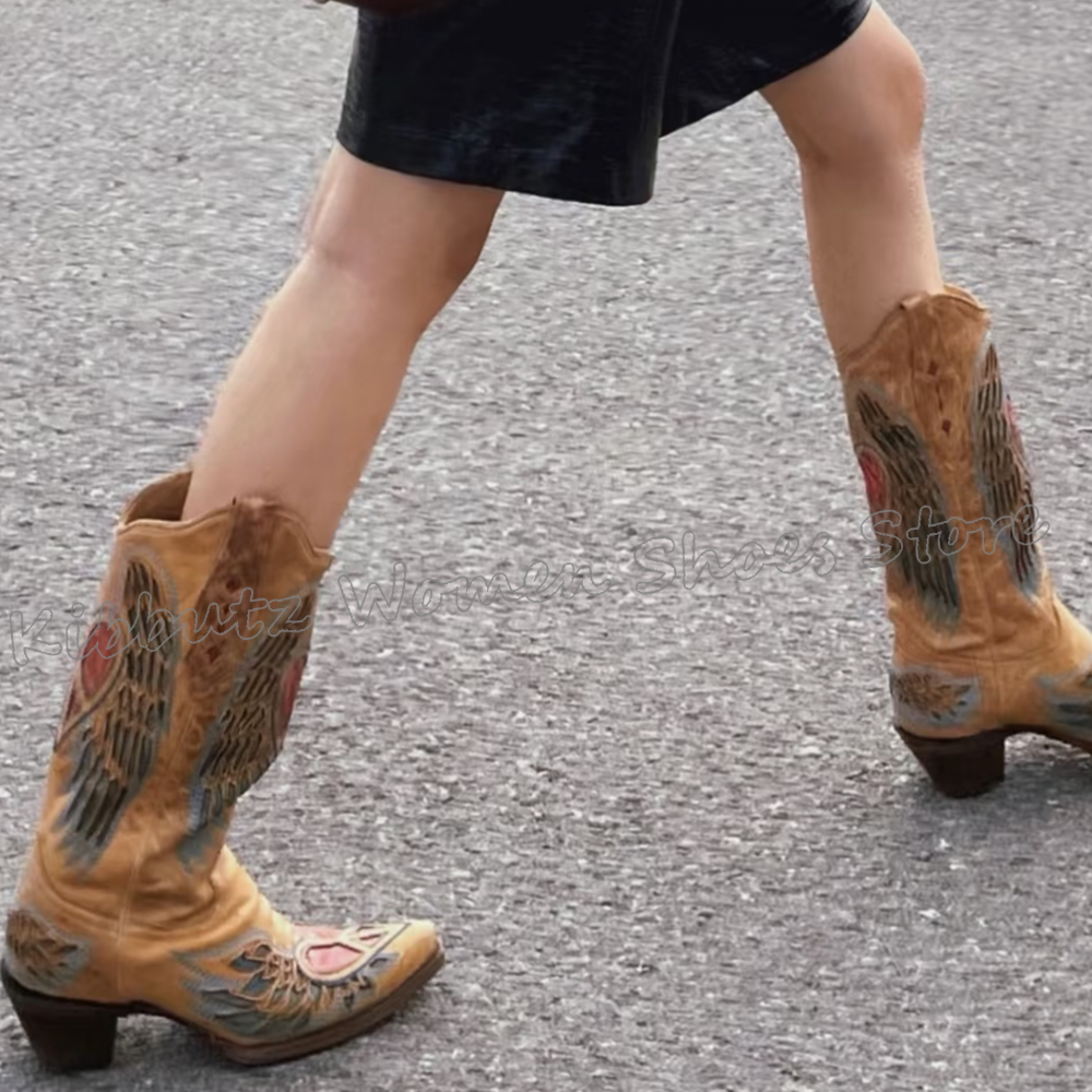 Embroidery Yes - Embroidered Cowboy Western Boots Knee High