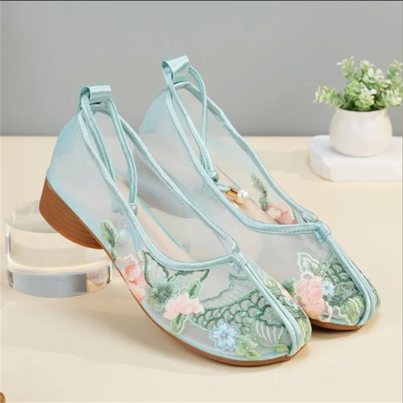 Embroidery Yes - Popular Sandals Mesh Shoes Embroidered Modern