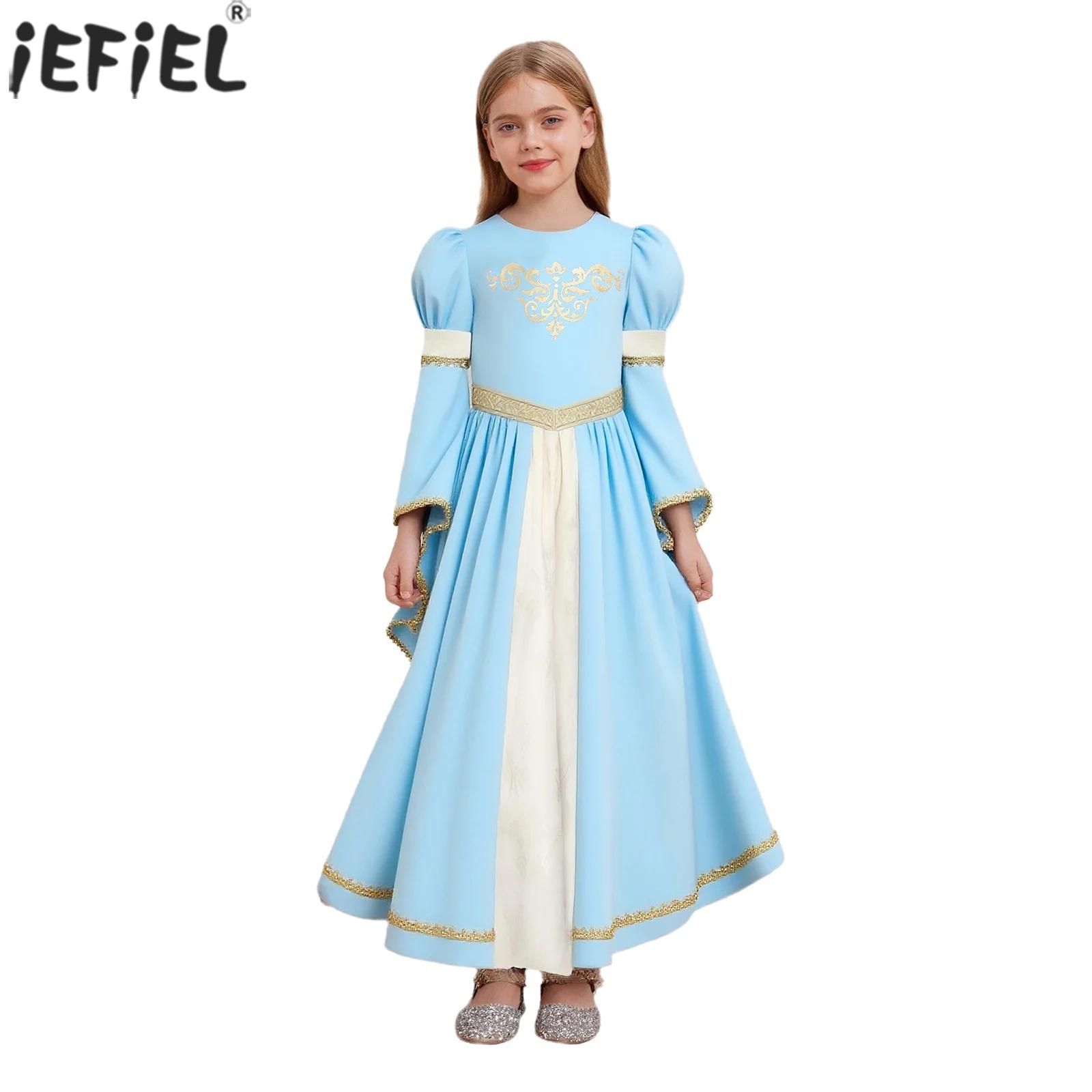 Embroidery Gold - Kid Girls Medieval Princess Costume Halloween