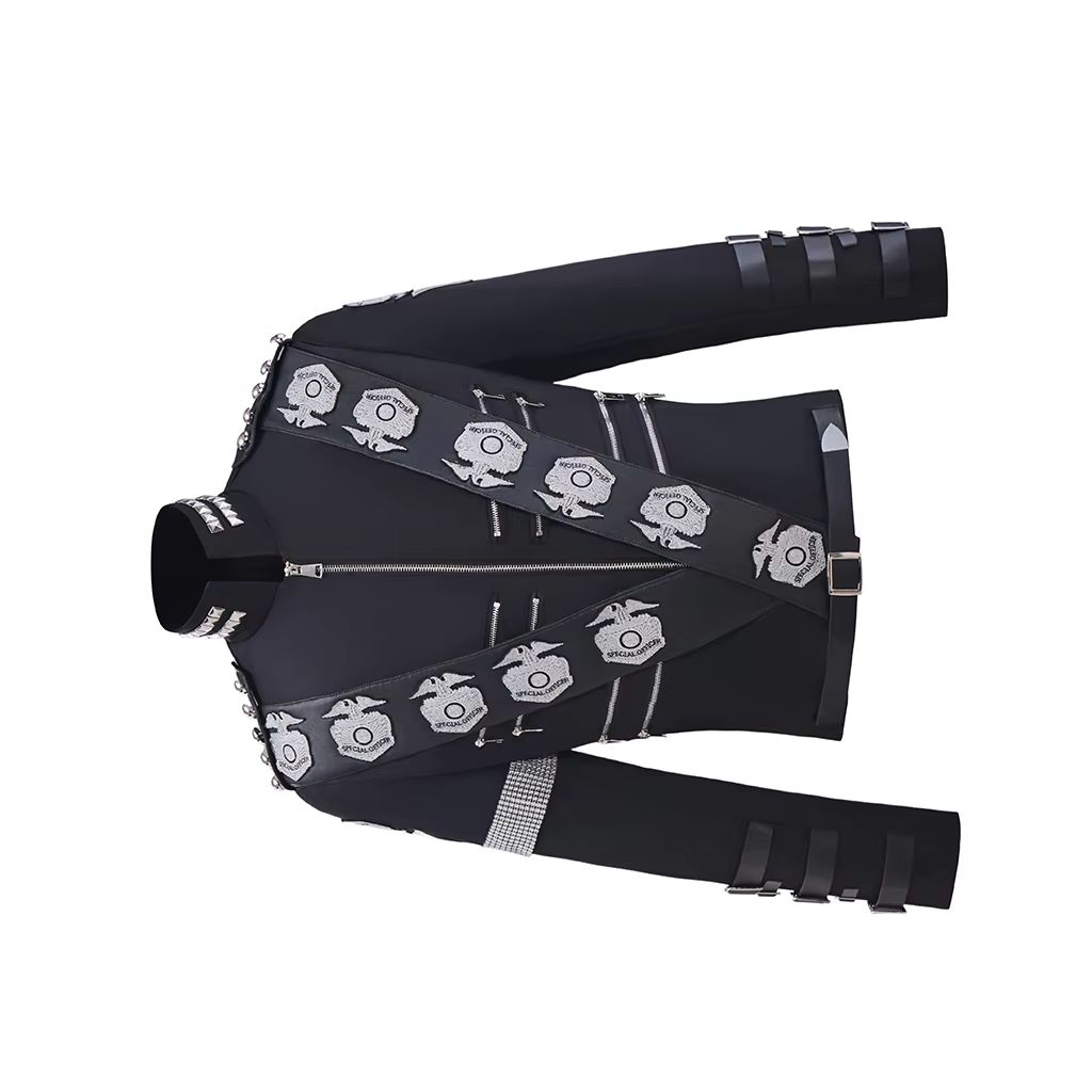 Embroidery Jacket - Famous Singer Cosplay Costume Black Jacket