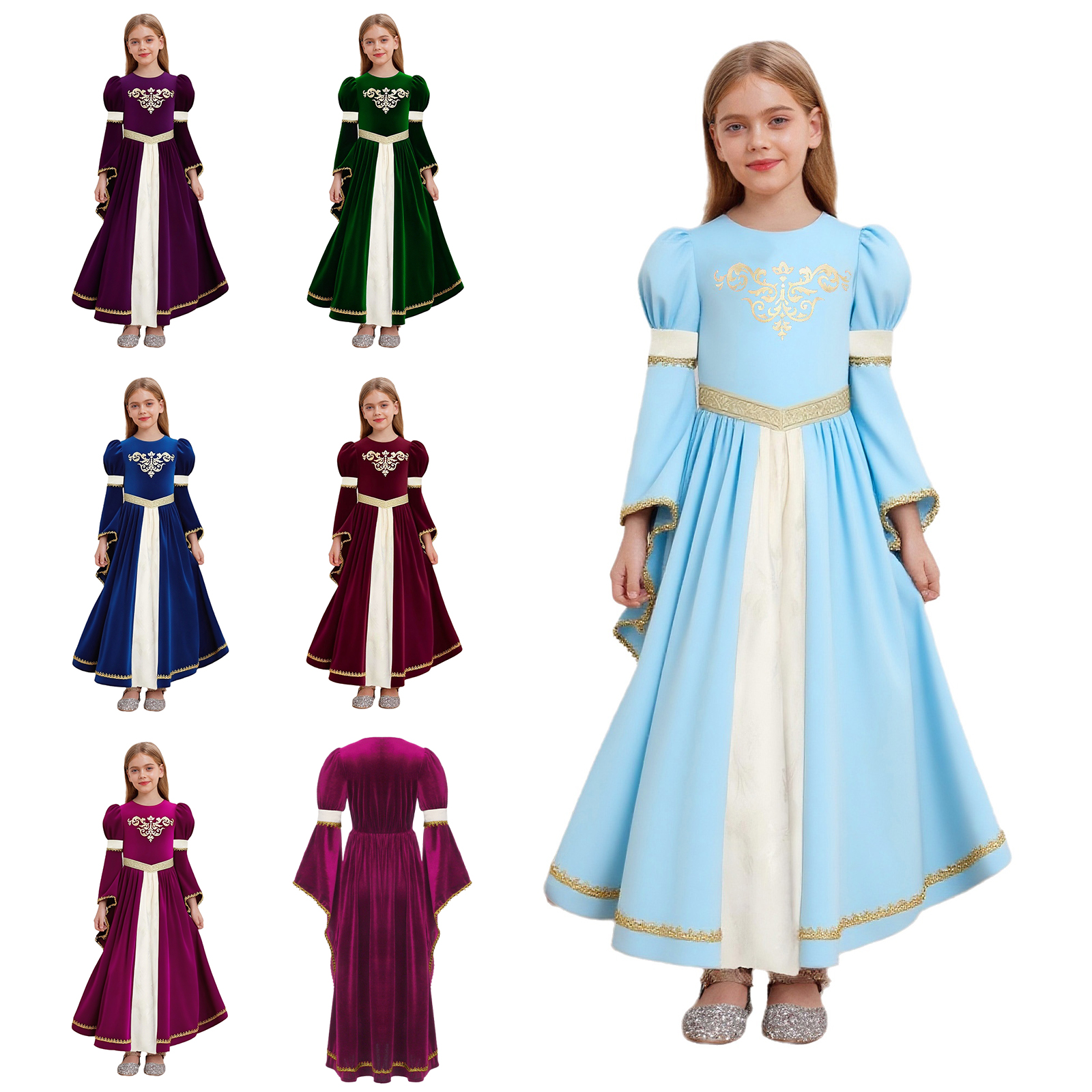 Kid Girls Medieval Princess Co - đánh giá và giá Embroidery Gold