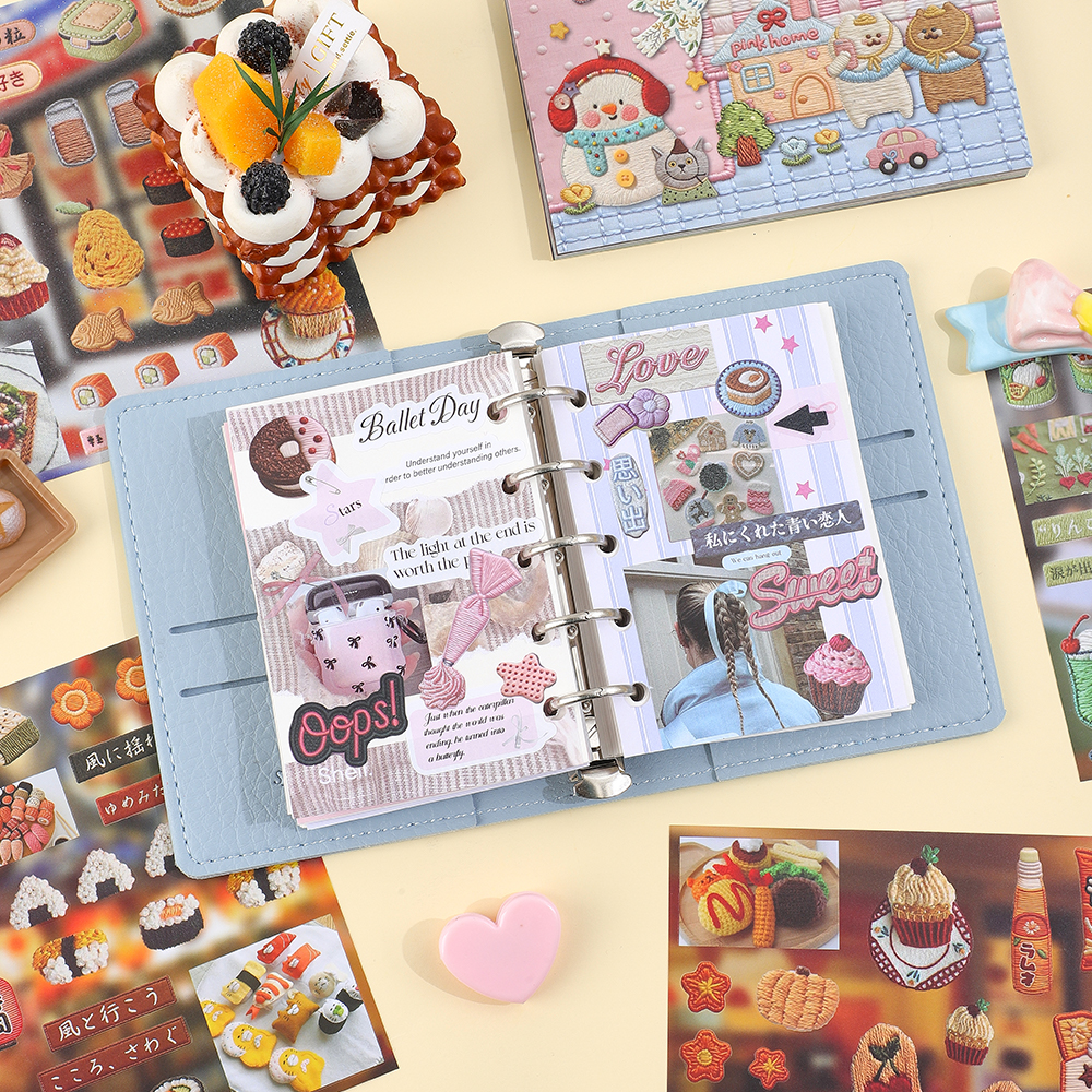 30 Sheets Kawaii Food Animal S - đánh giá và giá Embroidery Journal Book