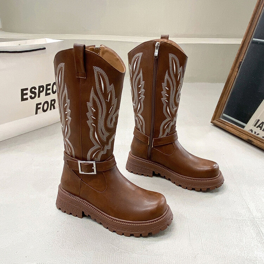Women Knee High Boots Thick He - đánh giá và giá Embroidery Yes
