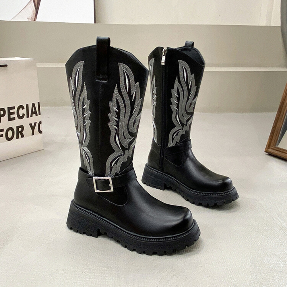 Women Knee High Boots Thick He - đánh giá và giá Embroidery Yes