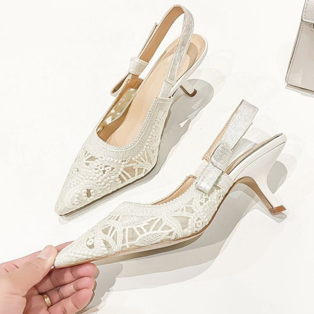 Genuine Leather High Heel Sand - đánh giá và giá Embroidery Yes