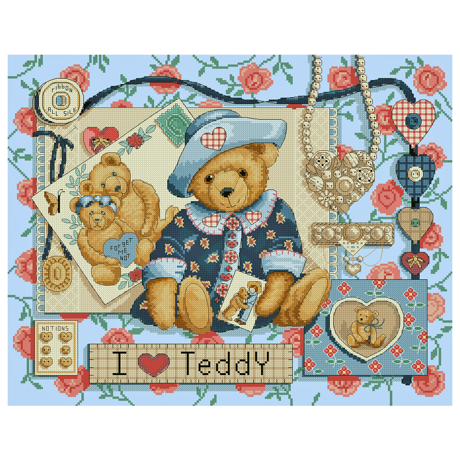 Amishop I Love Teddy Counted C - đánh giá và giá Embroidery Design Love